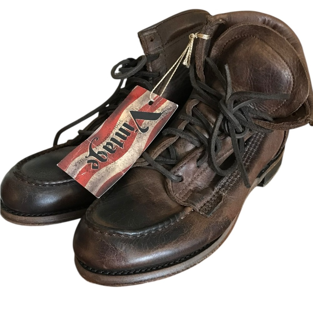 NWT Vintage Shoe Company Free People Vanessa Moc Toe Lace Up Leather Boots SZ  7